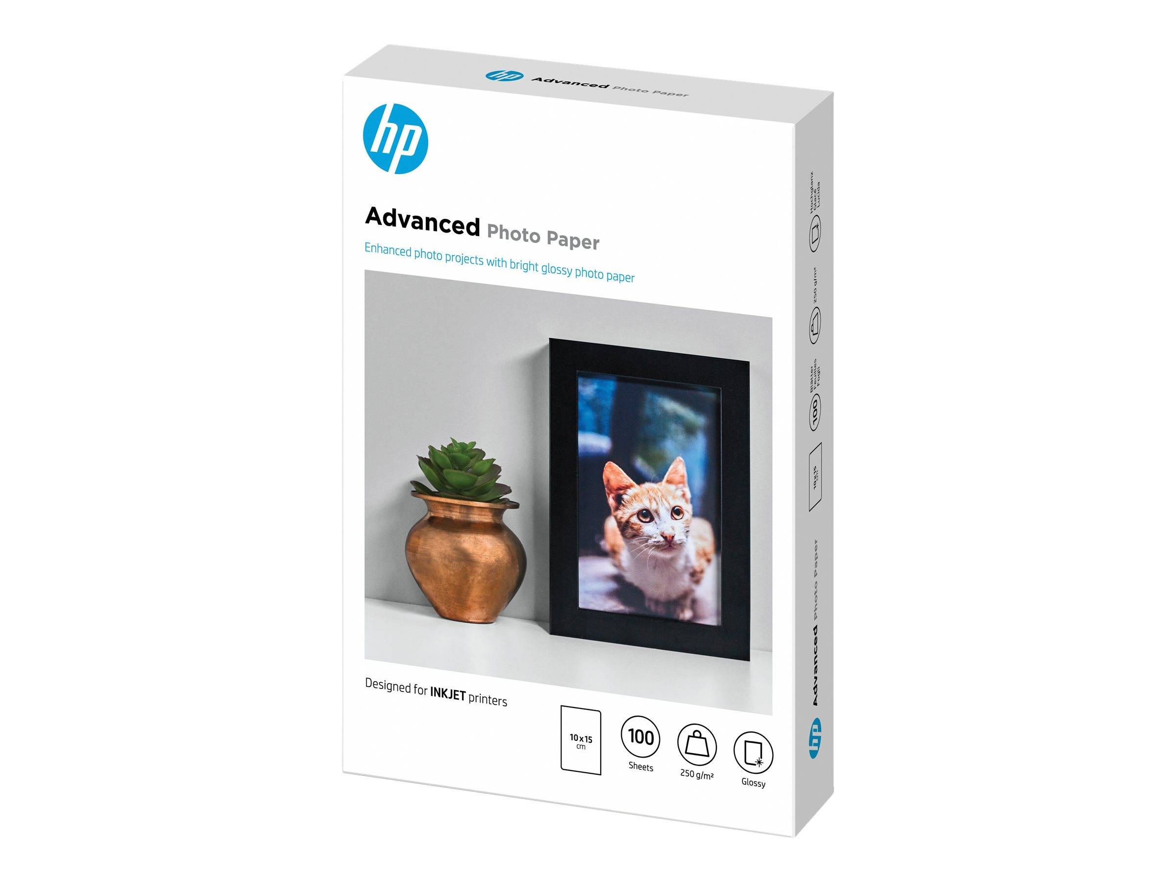 HP Confezione da 100 fogli carta fotografica lucida 10 x 15 cm senza margini Advanced-0