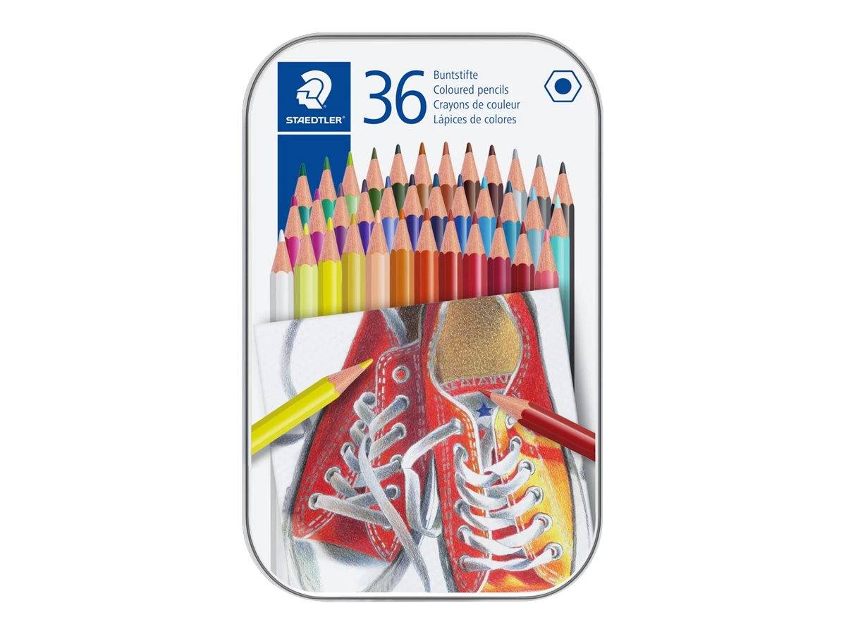 STAEDTLER Hexagonal-Buntstift, 36er Metall-Etui sechseckig, poliert in Farbe der Mine, Minenstärke: 3.0 mm, - 1 Stück (1-0