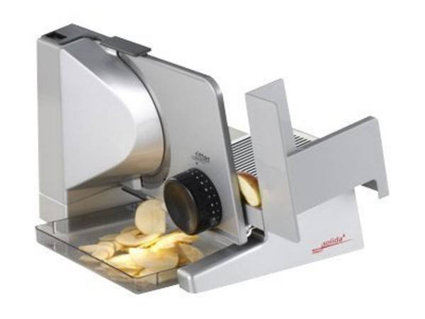ritter solida 4 Allesschneider mit ECO-Motor Vollmetallausführung, schräg gestellt - Schnittstärkeeinstellung bis ca. 23