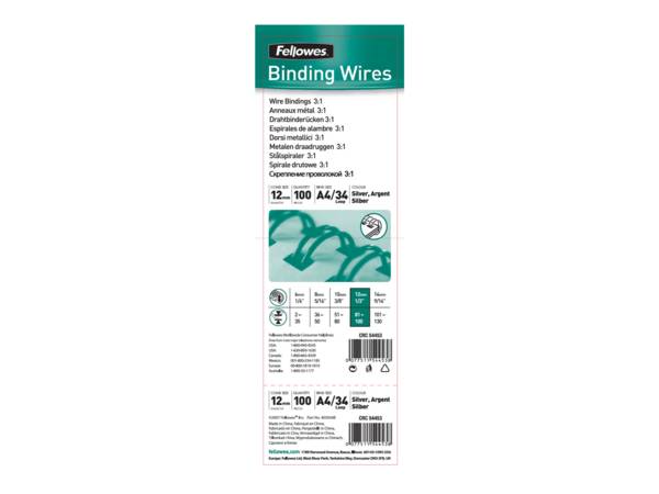 Dorso ad anelli mm.12 metallici silver 34 pz.100