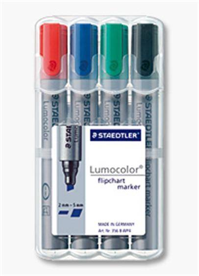 Staedtler 356 B WP4 evidenziatore 4 pz Nero, Blu, Verde, Rosso (Marker Lumocolor flipchart skr? 2-5mm)-3