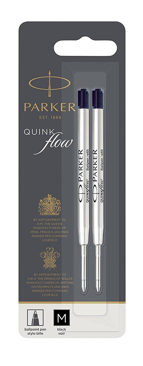 Parker 1950372 ricaricatore di penna Medio Nero 2 pz (Parker Quink Flow Ballpoint Refill for Ballpoint Pens Medium Black-2
