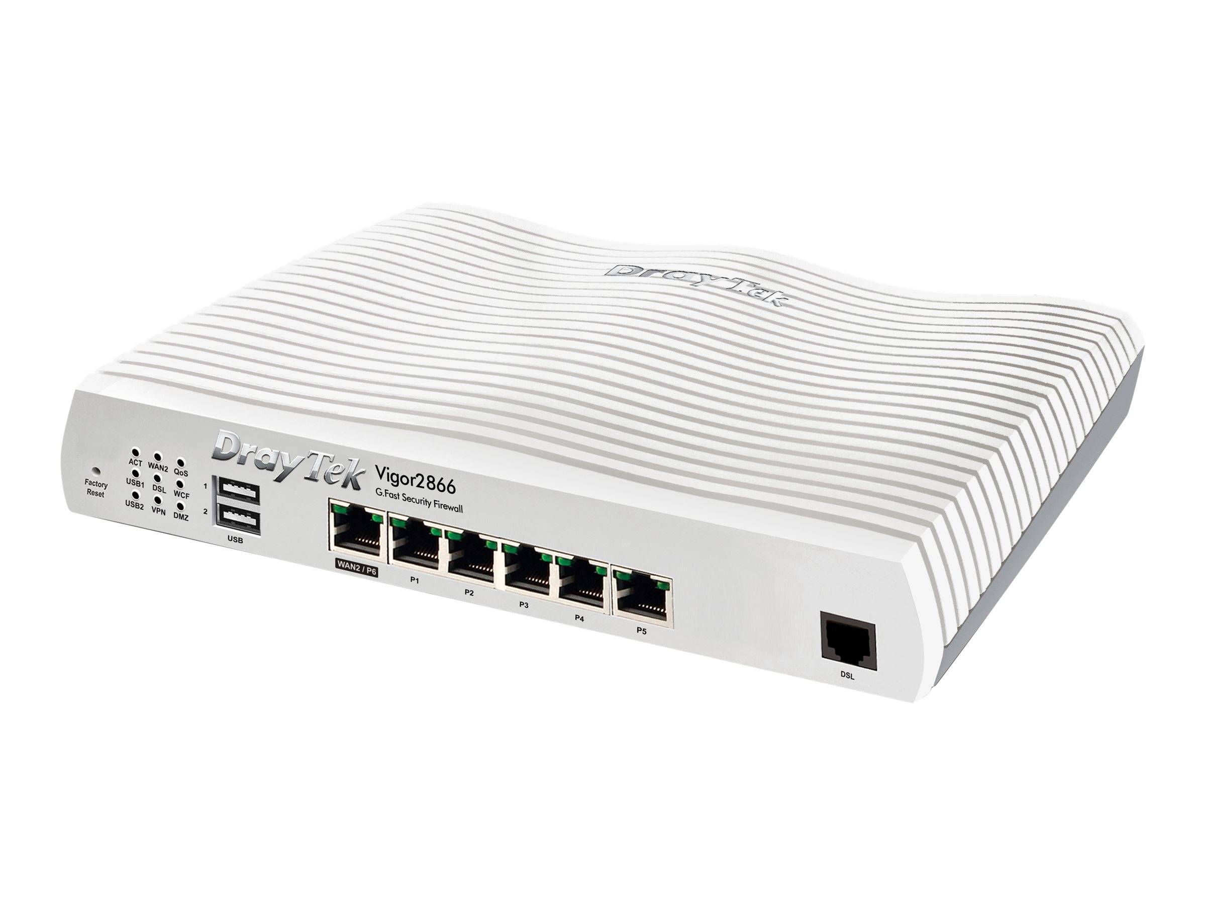 Draytek Vigor 2866 - Router - DSL-Modem - 5-Port-Switch - GigE - WAN-Ports: 2 - wandmontierbar (V2866-DE-AT-CH)-0