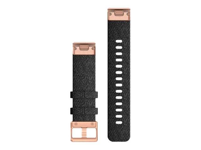 Garmin Cinturino In Nylon Quickfit 20mm, Heathered Black, Rose Gold-1