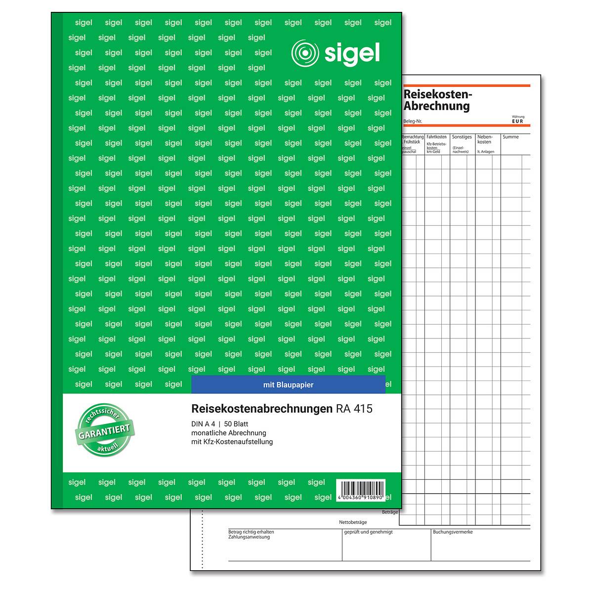 sigel Formularbuch "Reisekostenabrechnung", A4, 50 Blatt - für den Markt: D (RA415)-0