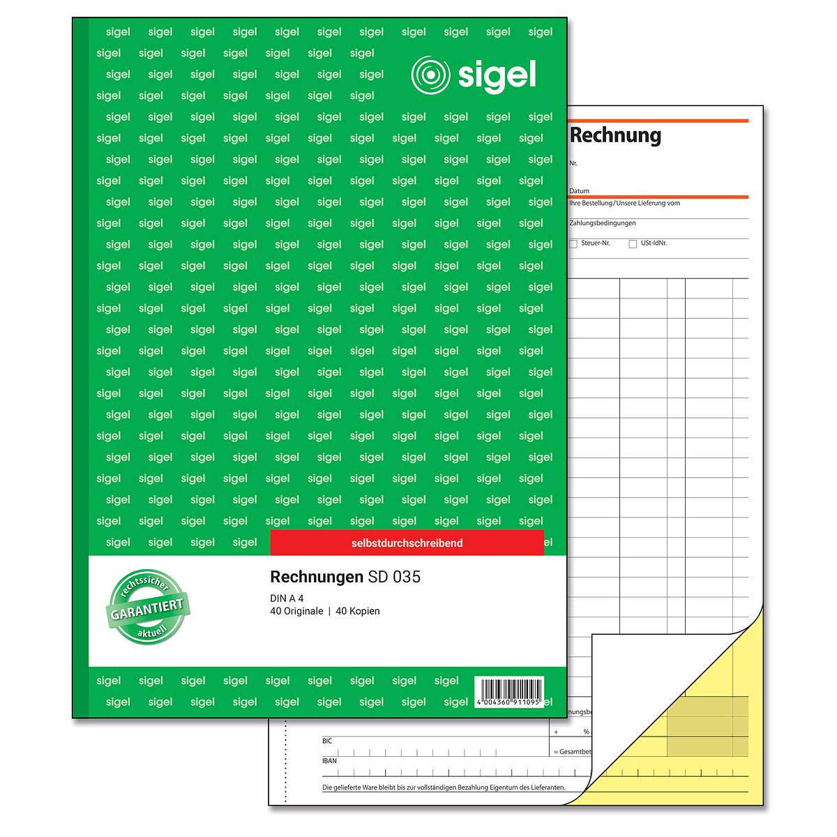 sigel Formularbuch "Rechnung", A4, 2 x 40 Blatt, SD - für den Markt: D (SD035)-0