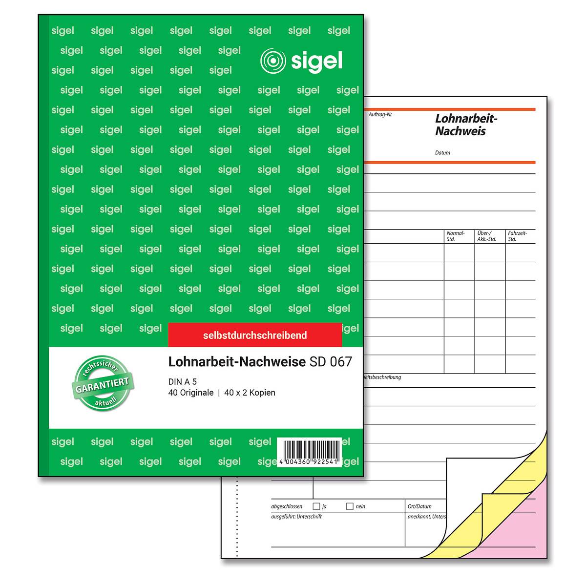 sigel Formularbuch "Lohnarbeits-Nachweis", A5, SD - für den Markt: D - 1 Stück (SD067)-0
