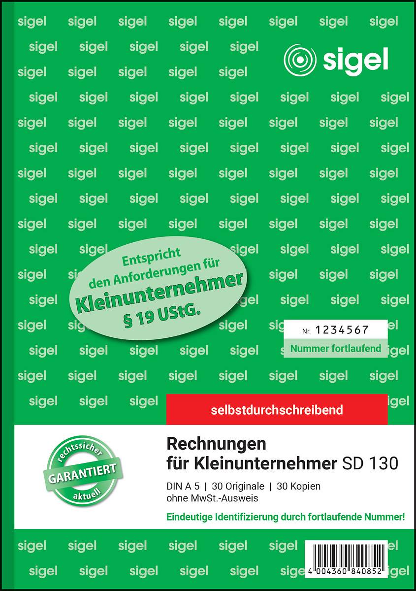 sigel Formularbuch "Rechnung", A4, 2 x 40 Blatt, SD - für den Markt: D (SD035)-5