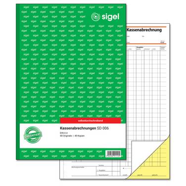sigel Formularbuch "Kassenabrechnung", A4, 2 x 40 Blatt, SD - für den Markt: D (SD006)