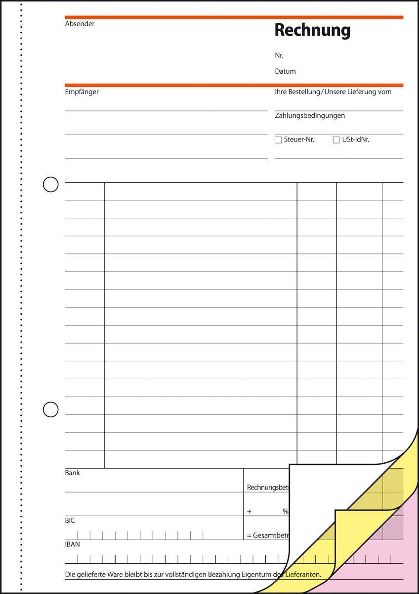sigel Formularbuch "Rechnung", A5, 3 x 40 Blatt, SD - für den Markt: D (SD032)-3