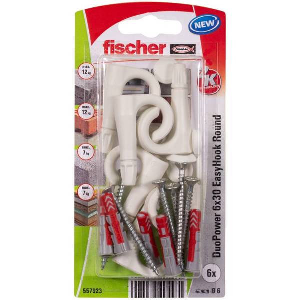 Fischer DuoPower 6x30 EasyHook Round K (6) Dübelsortiment 557923 1 Set (557923)