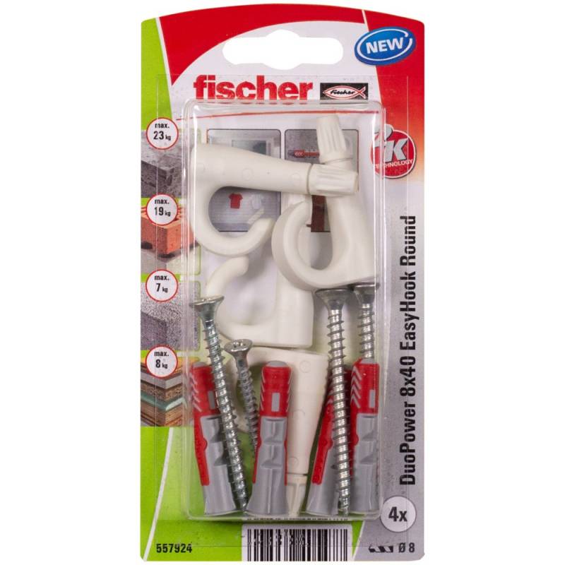 Fischer DuoPower 8x40 EasyHook Round K (4) Dübelsortiment 557924 1 Set (557924)-0