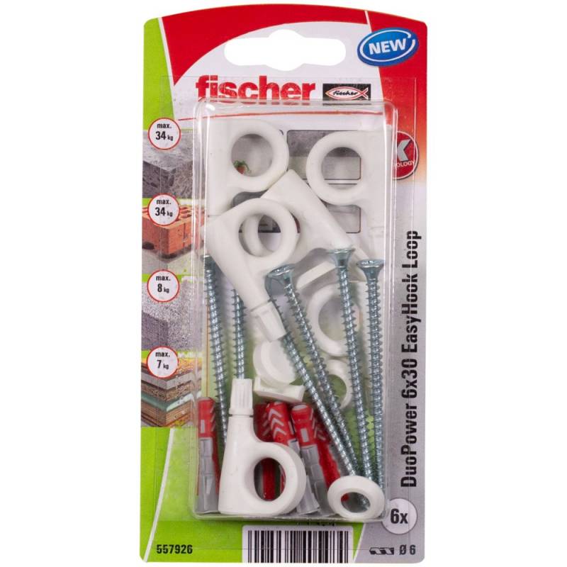 Fischer DuoPower 6x30 EasyHook Loop K (6) Dübelsortiment 557926 1 Set (557926)-0