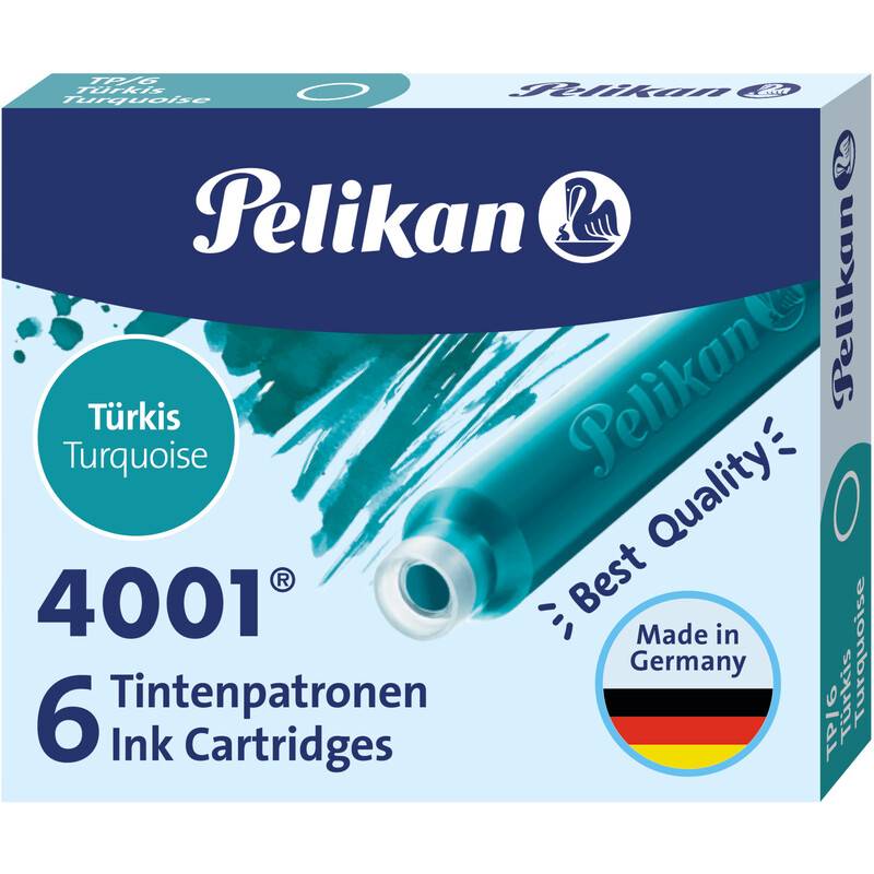 Cartuccia d'inchiostro Pelikan 301705 4001 Tp6 Turchese, 6 cartucce-0