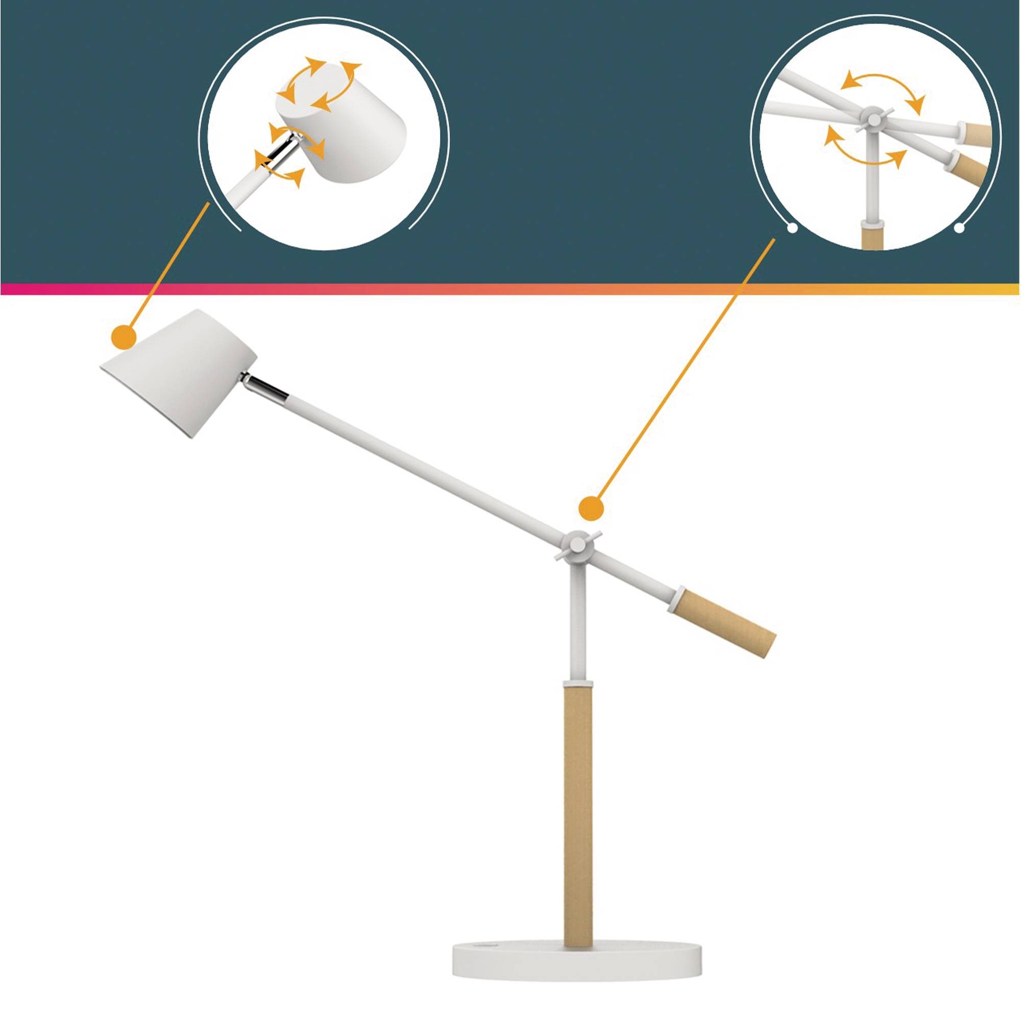Unilux Lamp Vicky, White/Wood-2