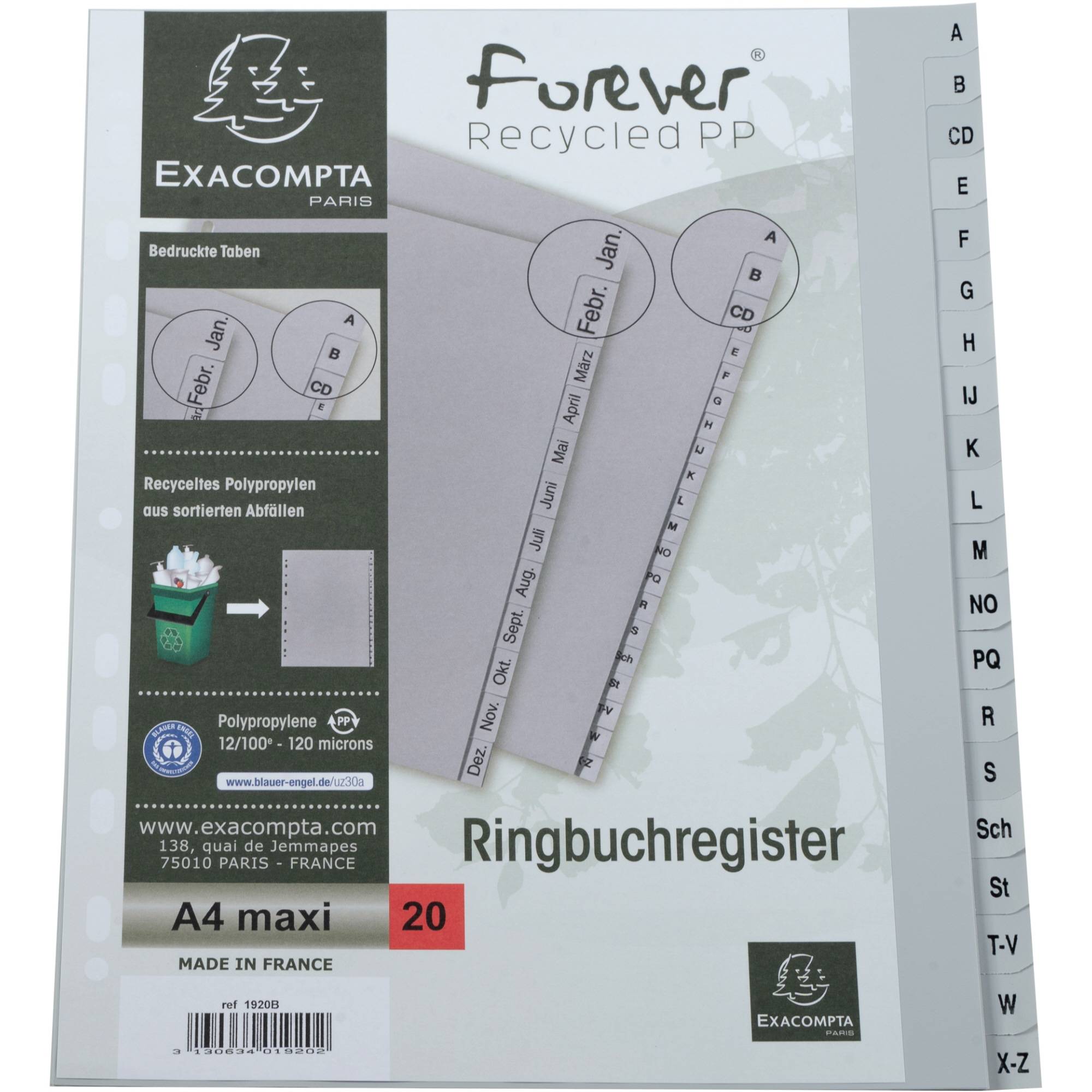 Registro Exacompta Registro A4+ PP grigio 20 pz A-Z Grigio-1
