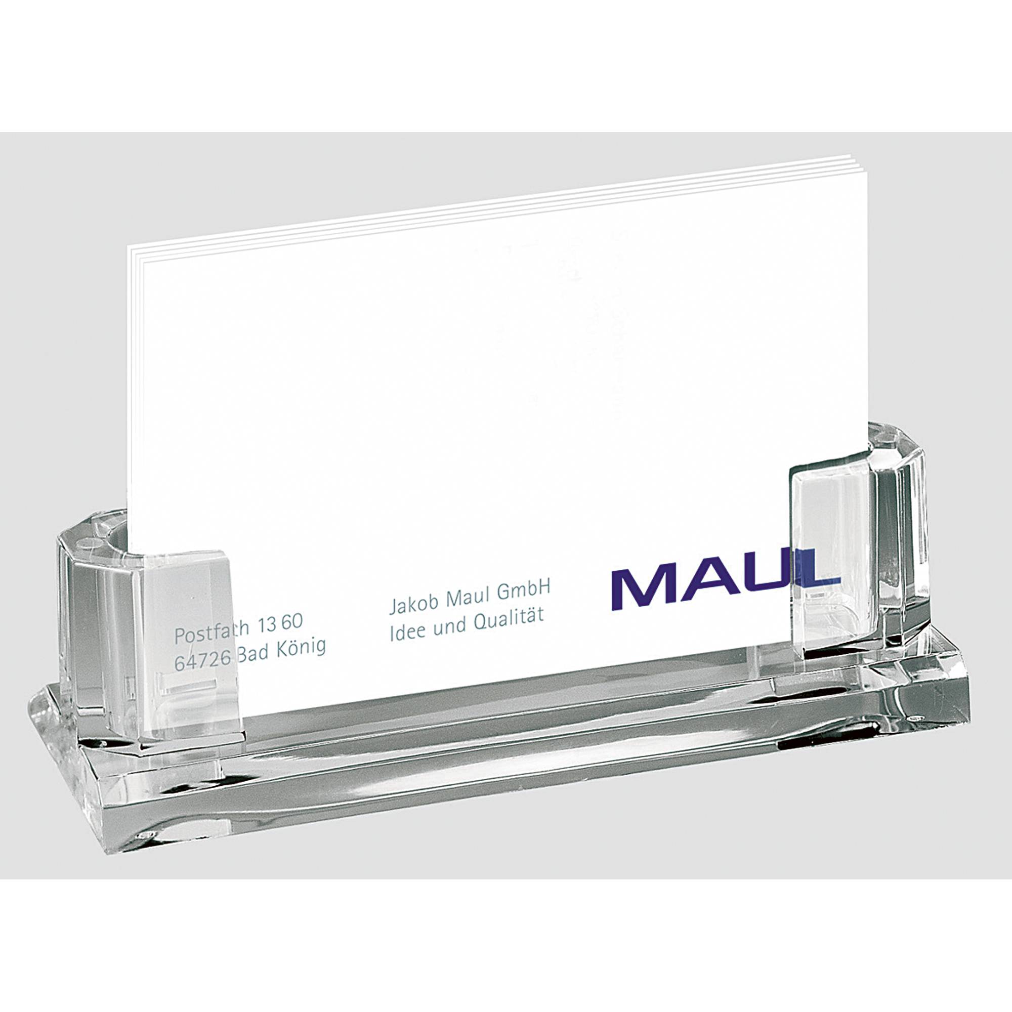 MAUL Visitenkartenständer Acryl für ca. 35 Karten, glasklar Maße: (B)110 x (T)44 x (H)32 mm (19594-05)-1