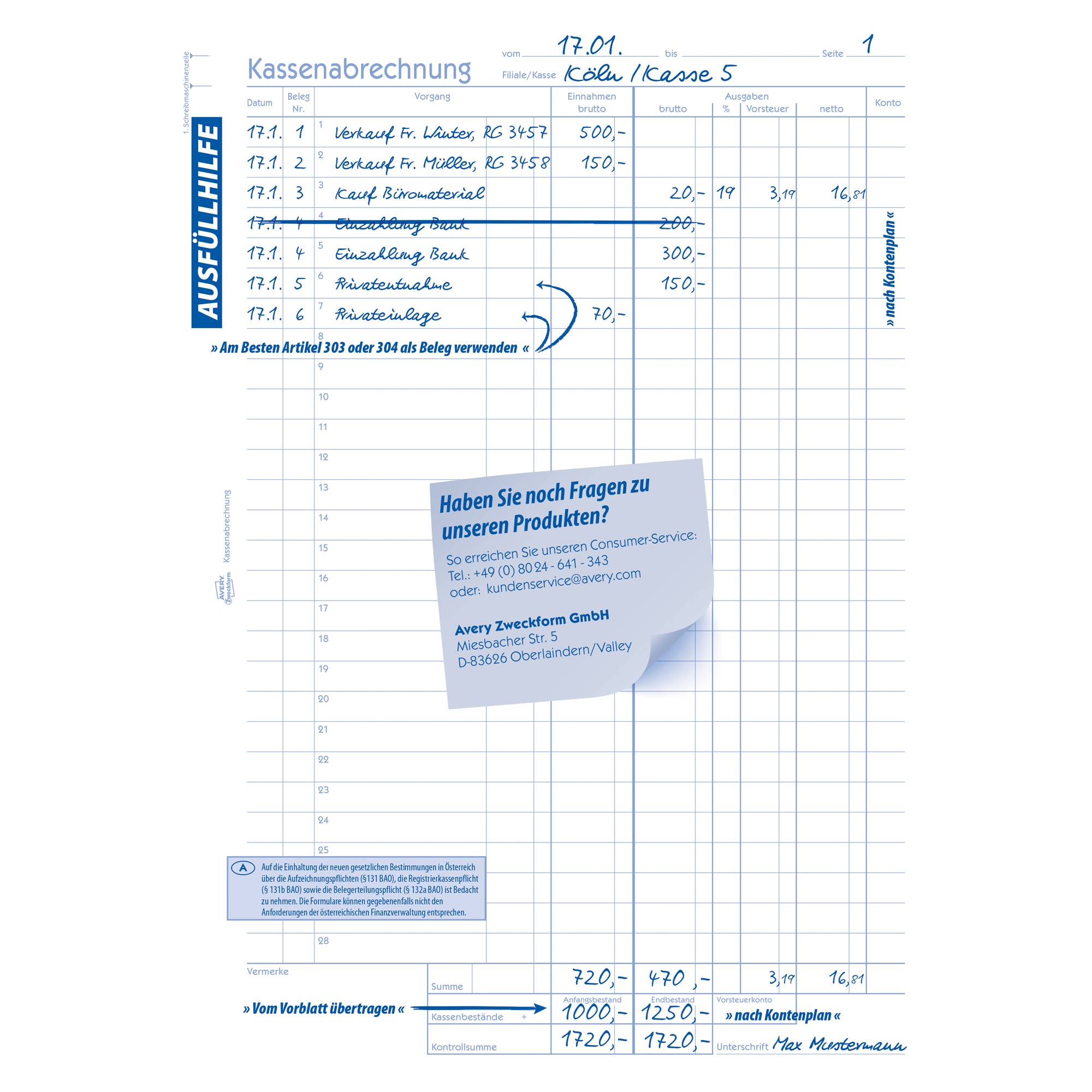 AVERY Zweckform modulo libro estratto conto 428 DIN A4 2x 50 pagine-2