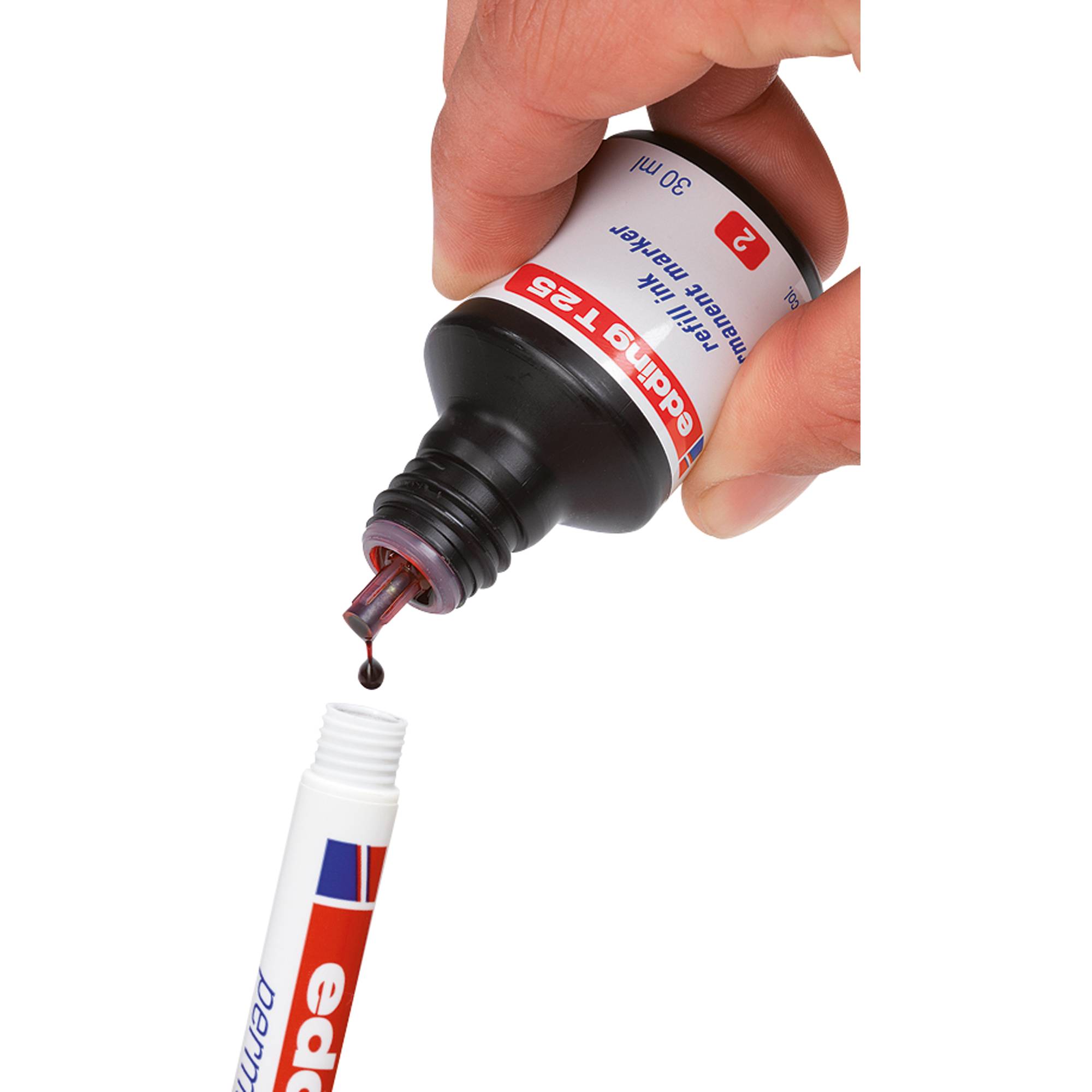 Flacone di ricarica Edding T25 per pennarello indelebile - Capacità 30 ml - Colore rosso-2