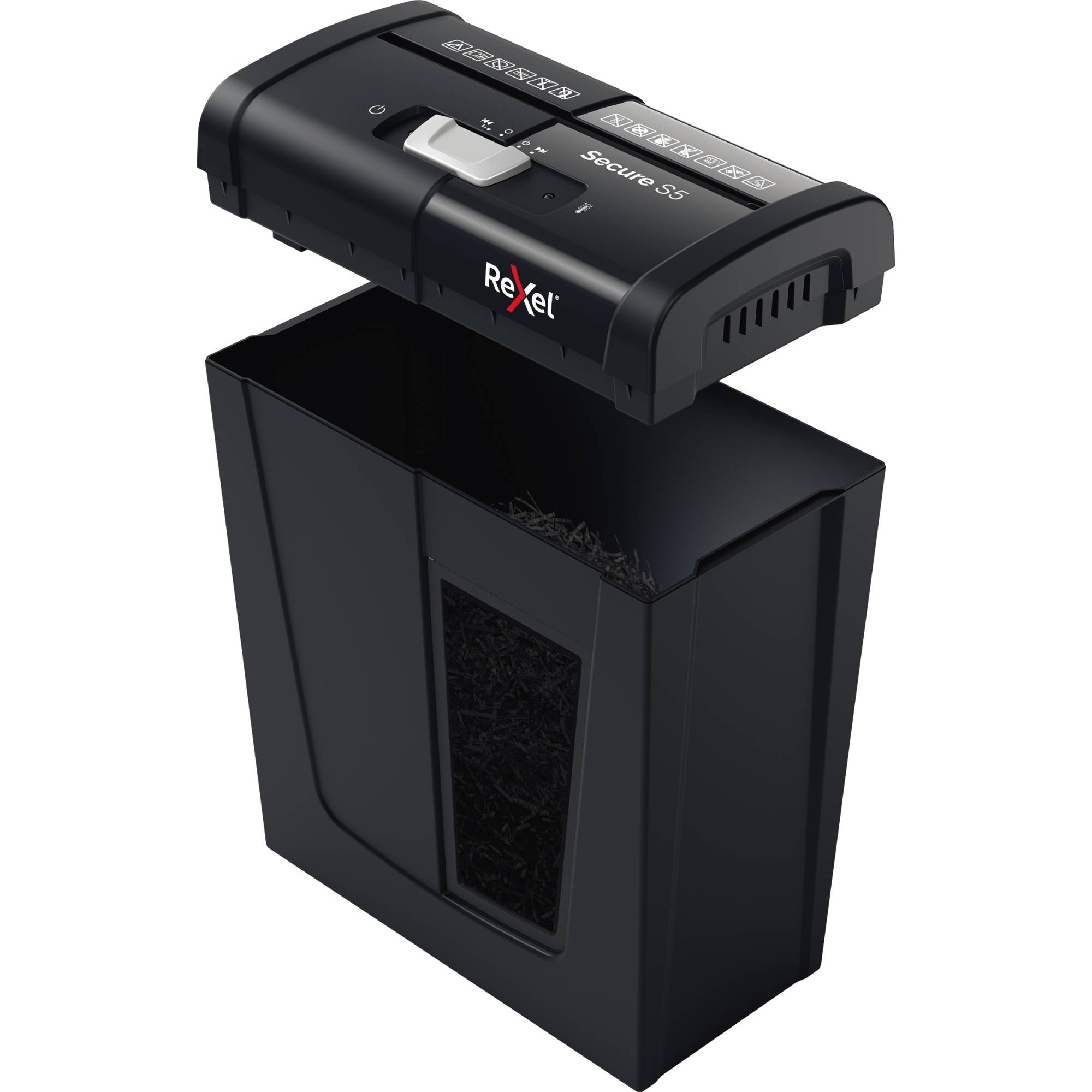 Rexel Secure S5 distruggi documenti Taglio a striscia 70 dB Nero-2