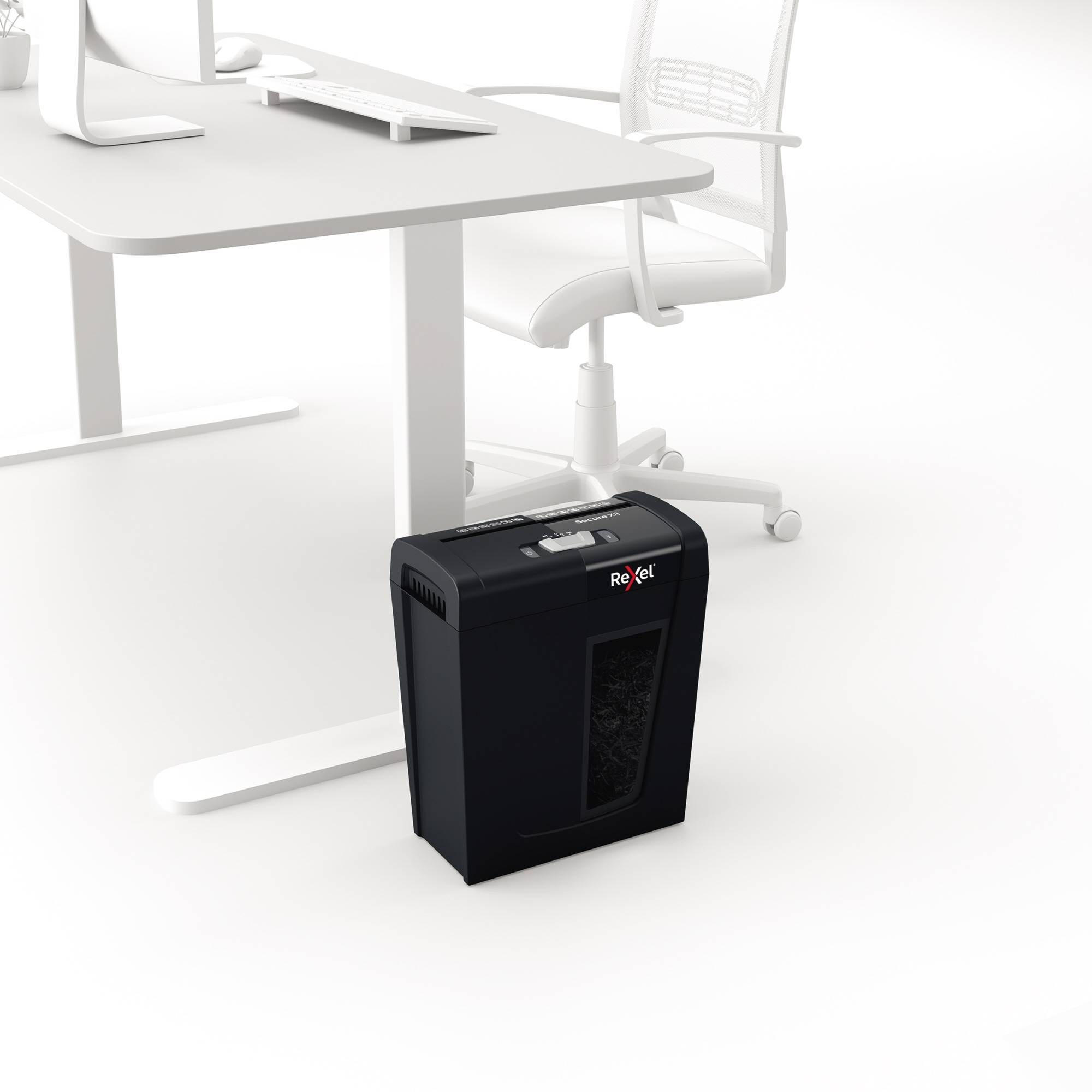 Rexel secure x8 distruggidocumenti a frammeneto capacita` 8 fogli cestino 14 lt nero-1
