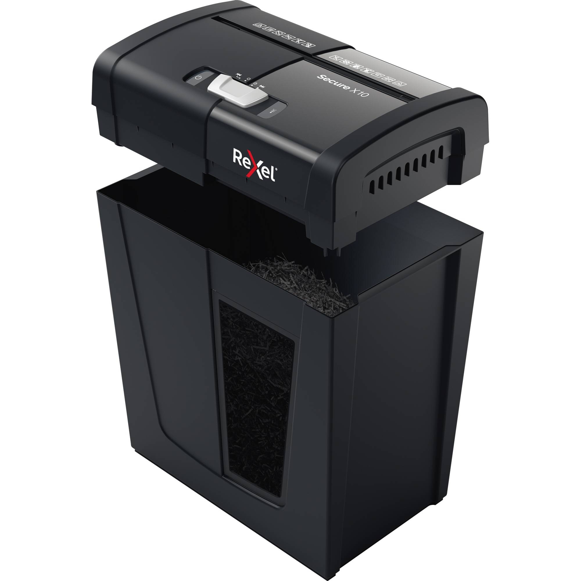Rexel secure x10 distruggidocumenti a frammento cestino 18 lt capacita` 10 fogli nero-1