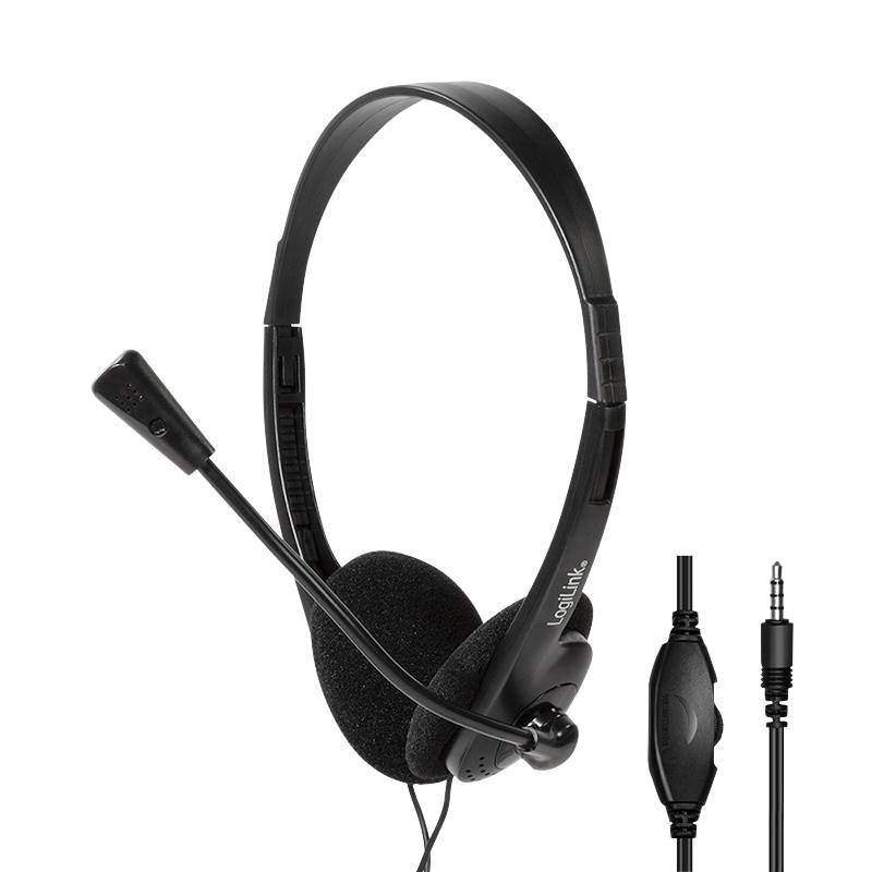 LogiLink Stereo-Headset - 1x 3,5-mm-Klinkenstecker - Bügelmikrofon - Eco-Box (HS0055)-0