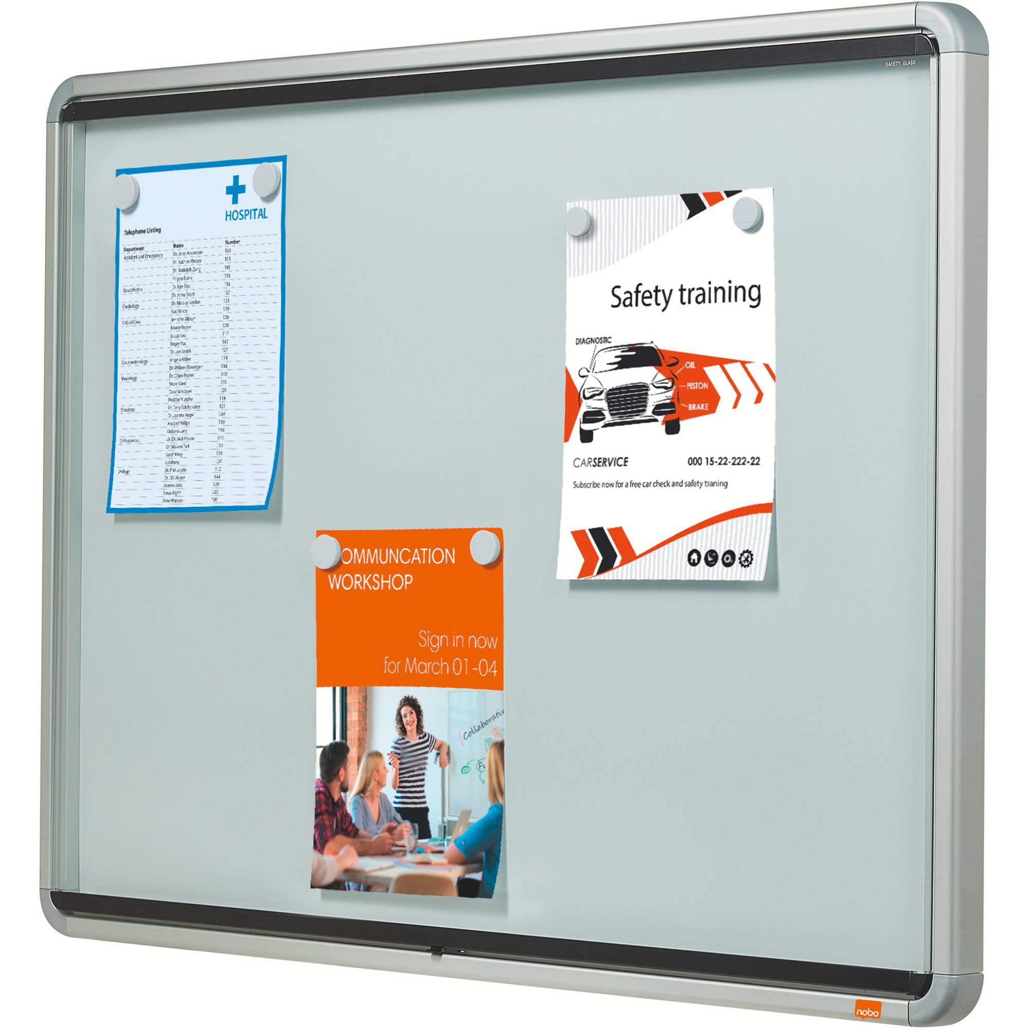Nobo Bacheca per interni-fondo magnetico 9xA4 anta a battente (Nobo 1902560 Premium Plus Internal Glazed Case Magnetic 9-1