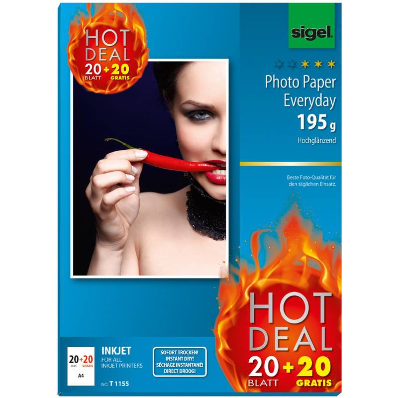 Sigel T1155 - Alta brillantezza - 195 g/m² - Inkjet - A4 - 45 fogli-0