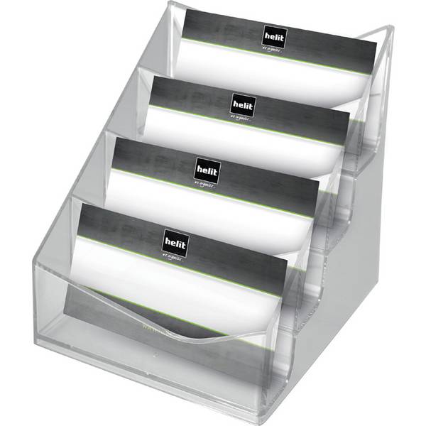 helit 4-fach Visitenkartenständer "the helpdesk" glasklar Material: Polysterol, glasklar, Fachtiefe: 20 mm, - 1 Stück (H