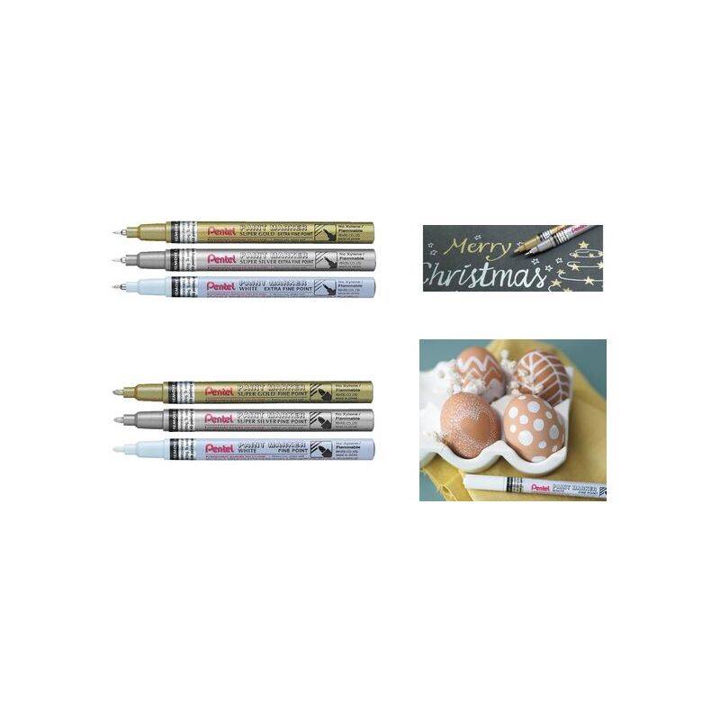 Marcatore Permanente a Vernice Paint Marker Pentel - Punta Tonda - 2,9 mm - MSP10-W (Bianco)-0