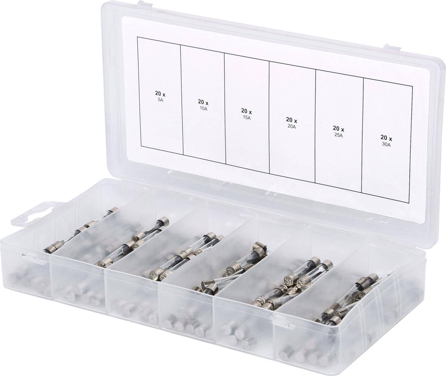 KS TOOLS Werkzeuge-Maschinen GmbH Sortiment Glassicherungen, 5-30A, 120-tlg (970.0270)-0