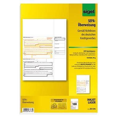 sigel Bankformular "PC-SEPA-Überweisung", DIN A4 - für den Markt: D (ZV572)-0