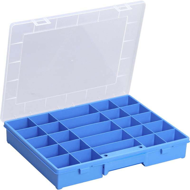 allit Sortimentskasten "EuroPlus Basic", Größe: 37/25, blau transparenter, hochschlagfester Polypropylen, 25 Fächer, - 1-0