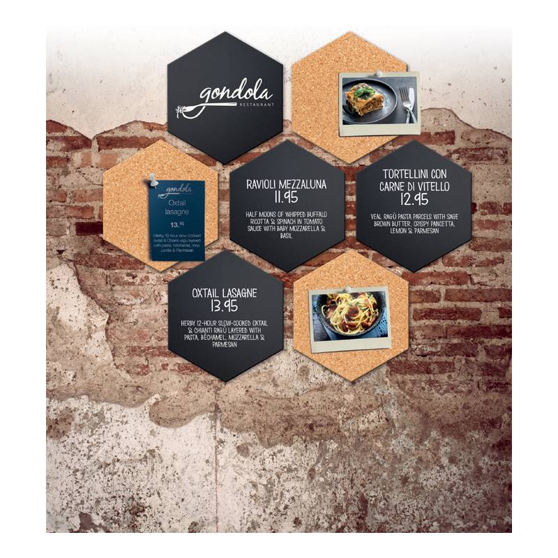 Set Wall Hexagon - lavagne nere e bacheche in sughero esagonali - Securit-0