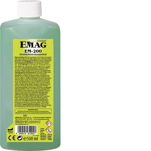 Lavatrici ad ultrasuoni - Emag EM200 Concentrato detergente attrezzature mediche 500 ml - Lavatrici ad ultrasuoni - Emag EM200 Concentrato detergente attrezzature mediche 500 ml -