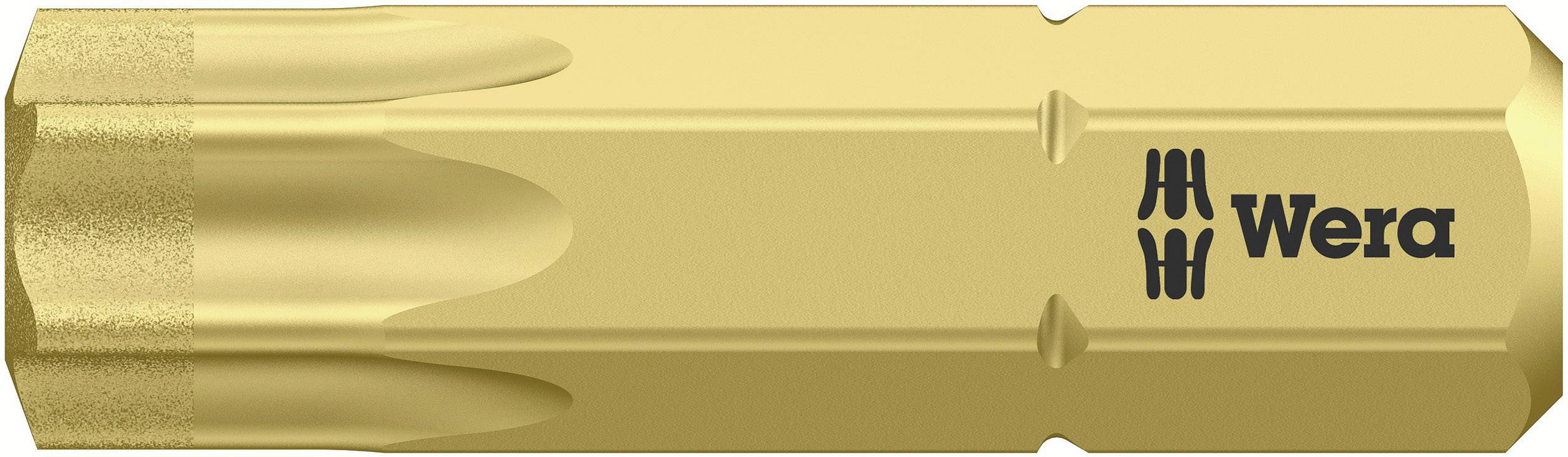 Bit per cacciavite in finitura oro con il logo 'Wera' sul lato.