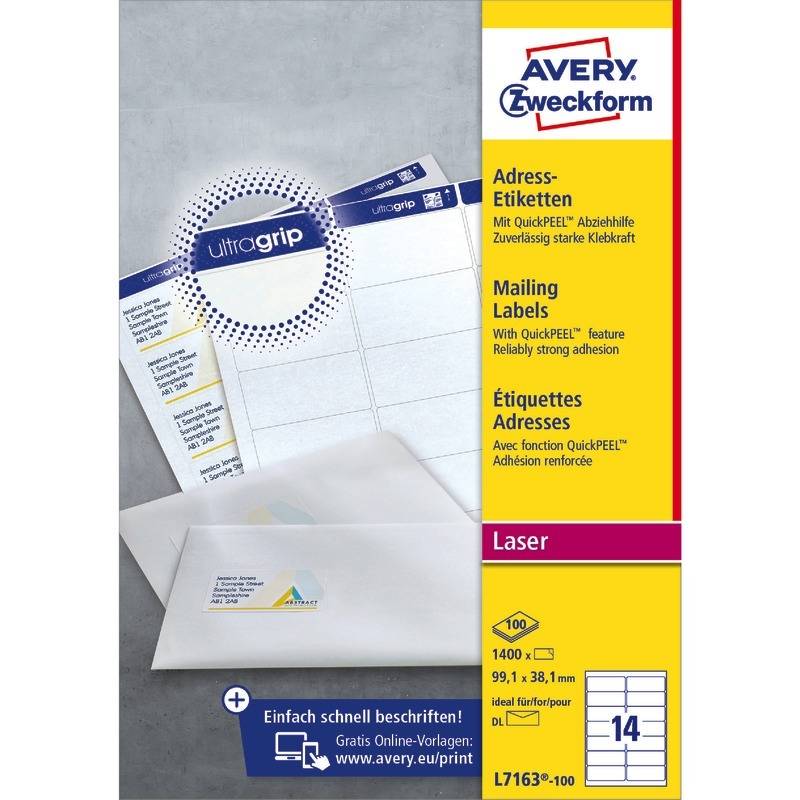 AVERY Nutzform Etichette per indirizzi Etichetta per indirizzi Trasp.99,1x42,3 99,1 x 42,3 mm Trasparente-0