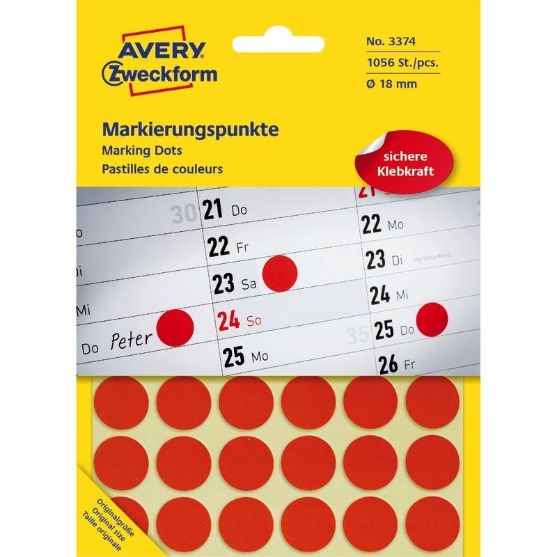 Punti adesivi AVERY Nutzform ÃƒËœ 18,0 mm rosso-0