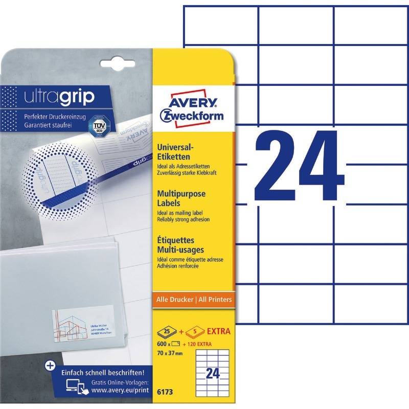 Etichette universali AVERY Nutzform 6173 70,0 x 37,0 mm bianco