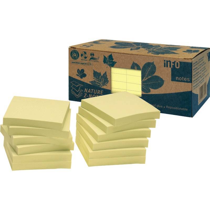 info foglietti adesivi 12 Z-Notes recy.giallo 7,5x7,5cm giallo-1