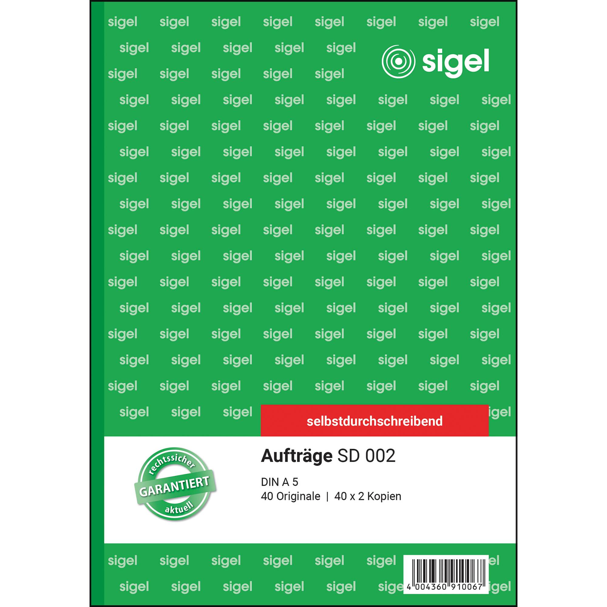 sigel Formularbuch "Auftrag", A5, 3 x 40 Blatt, SD - für den Markt: D (SD002)