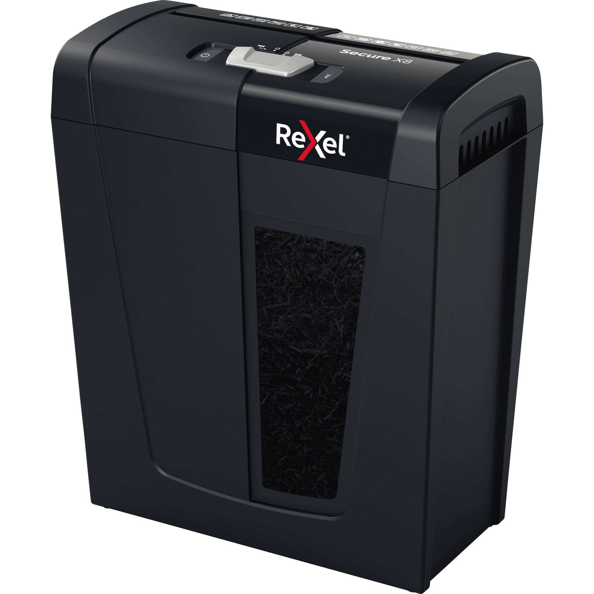 Rexel secure x8 distruggidocumenti a frammeneto capacita` 8 fogli cestino 14 lt nero-0