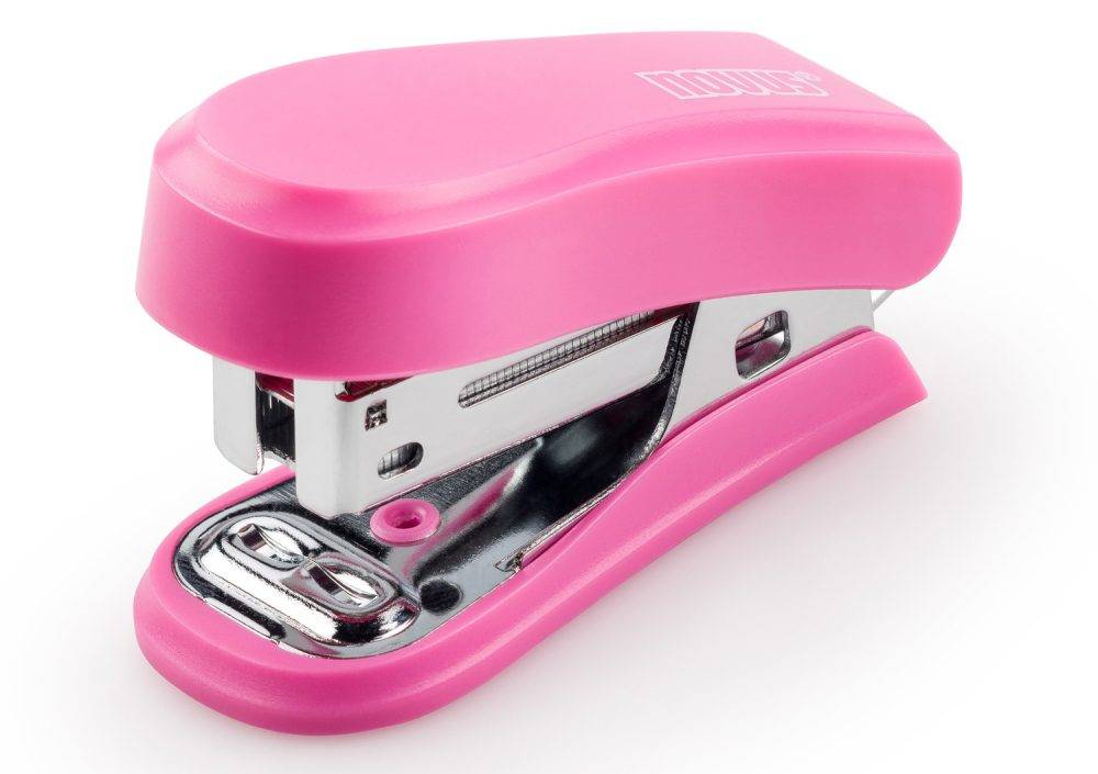 Novus Mini Cucitrice compatta - Fine fino a 12 follie - Ferma chiusa e aperta - Include base da 320 punti - Rosa-0