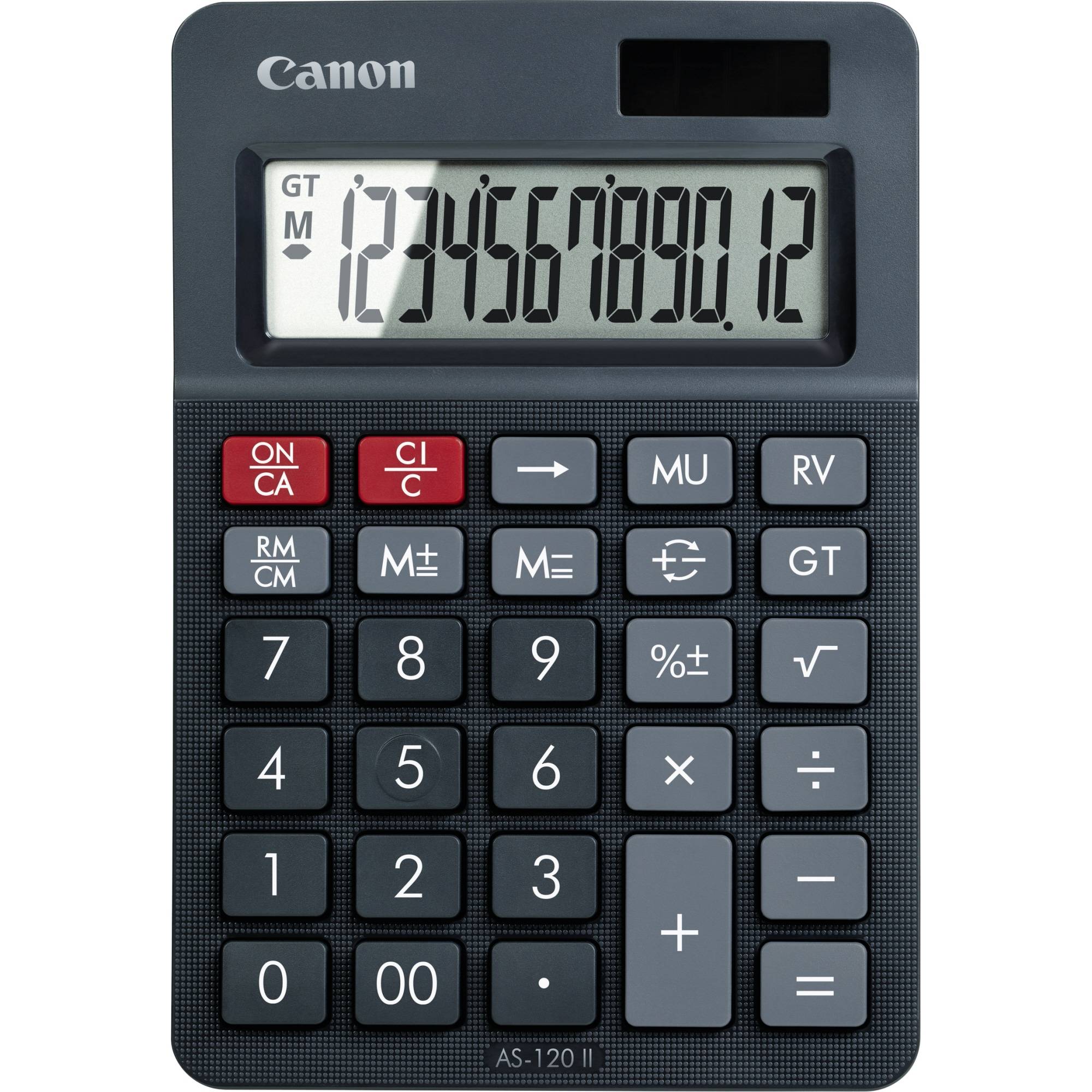 CANON AS-120II EMEA HB CALCOLATRICE DESKTOP 12 CIFRE DISPLAY INCLINATO DOPPIA ALIMENTAZIONE SOLARE E A BATTERIE GRIGIO S-1