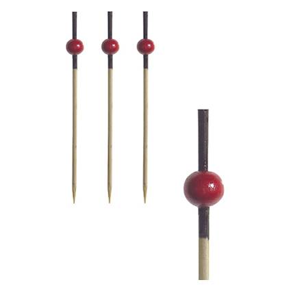 PAPSTAR Fingerfood-Spieße "Red Pearl", Länge: 70 mm aus Holz mit einer roten Perle, in Pappbox - 1 Stück (81006)-0