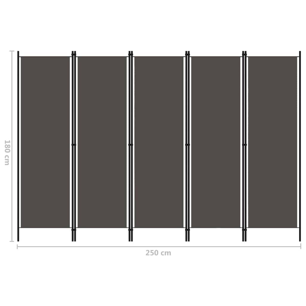 Paravento a 5 Pannelli Antracite 250x180 cm-5