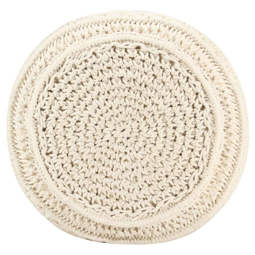 Pouf Lavorato a Mano in Macramé 45x30 cm in Cotone-3