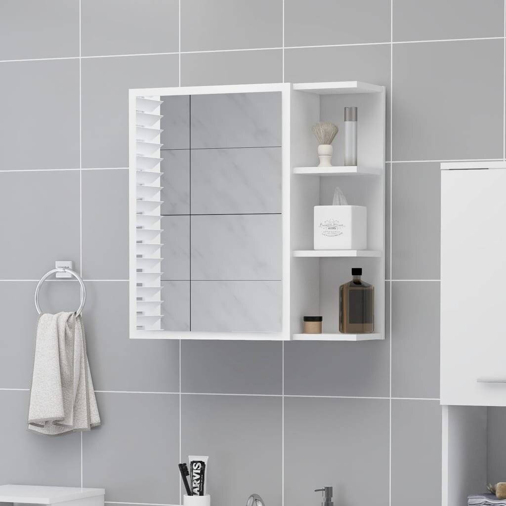 Armadietto a Specchio Bianco 62,5x20,5x64 cm Legno Multistrato
