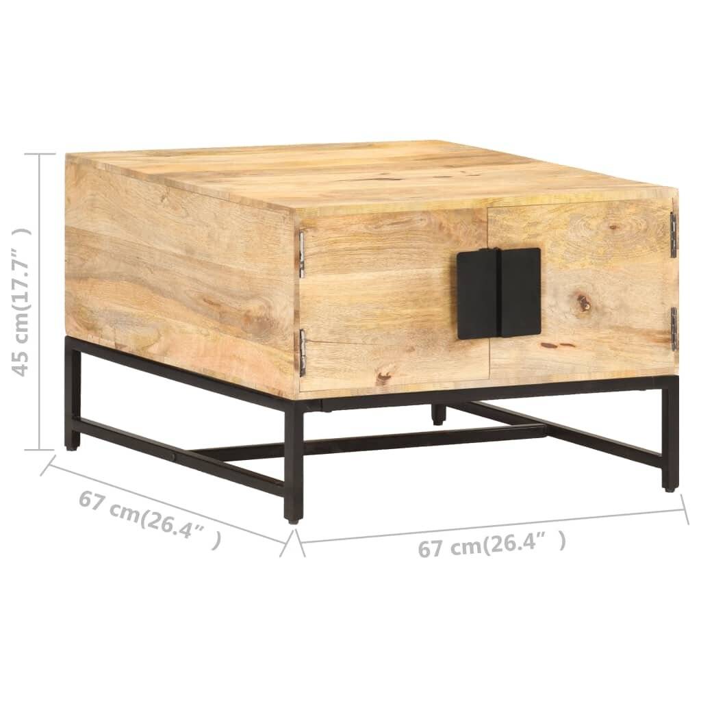 Tavolino da Salotto 67x67x45 cm in Legno Massello di Mango-6